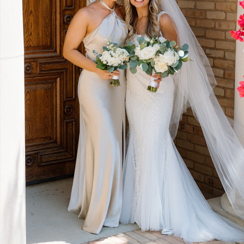 Birdy Grey Monica Dress in Shiny Satin Champagne